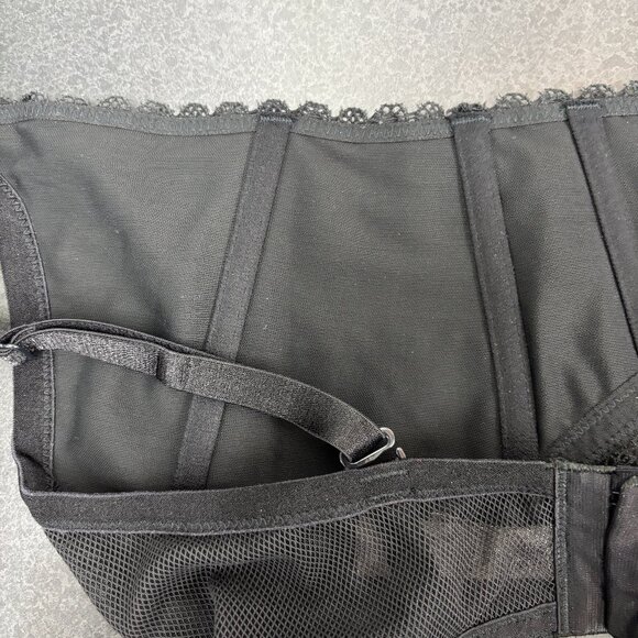 Victoria Secret No Wire Black Lace Rhinestone Boned Balconette Bra Sz L - Picture 8 of 9